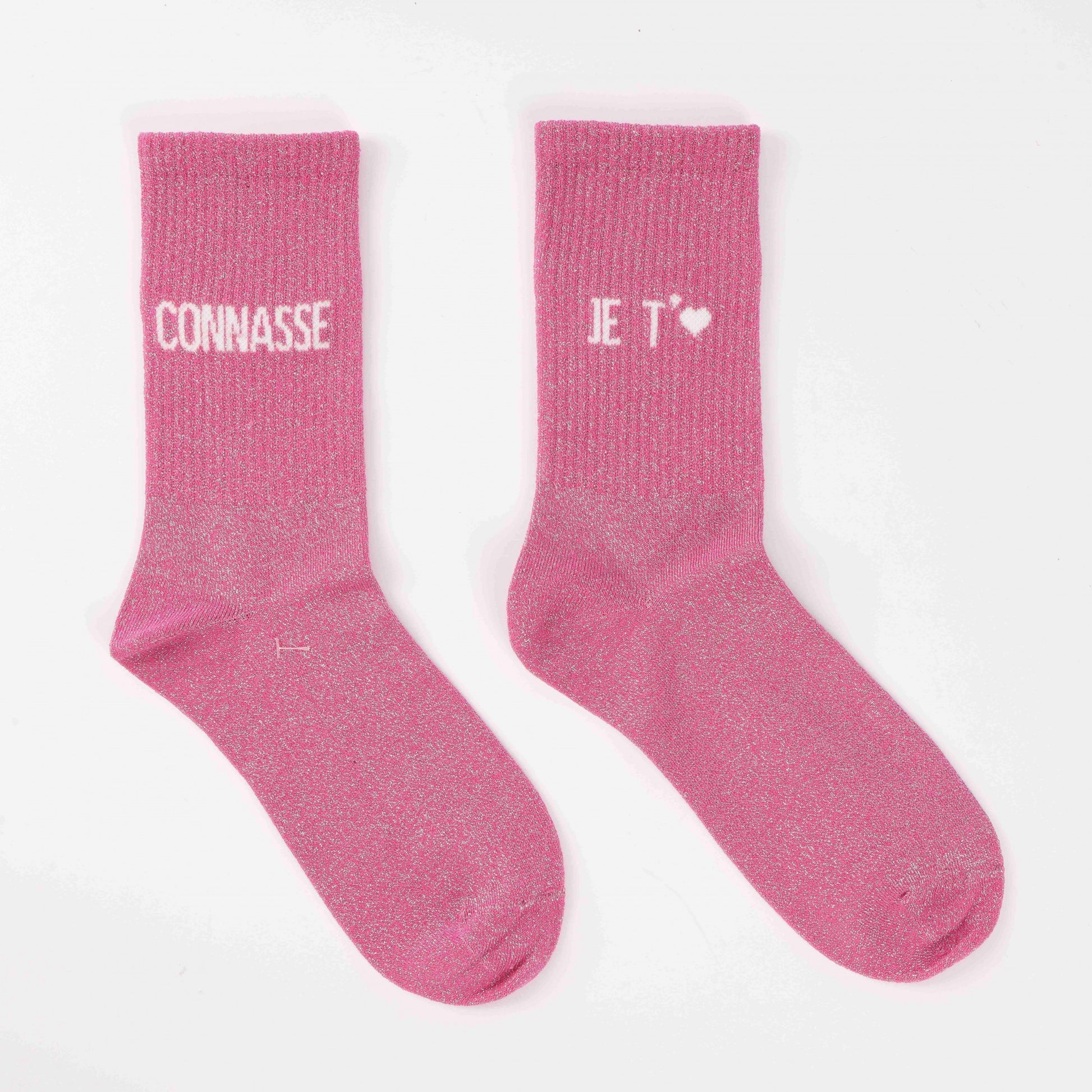 Chaussettes Dépareillées CONNASSE / JE T’AIME à Paillettes (36-42) JOY!
