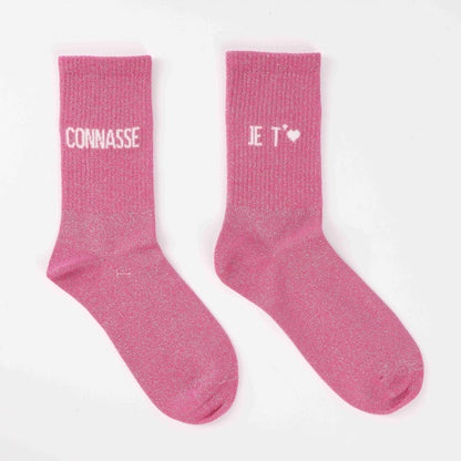Chaussettes Dépareillées CONNASSE / JE T’AIME à Paillettes (36-42) JOY!