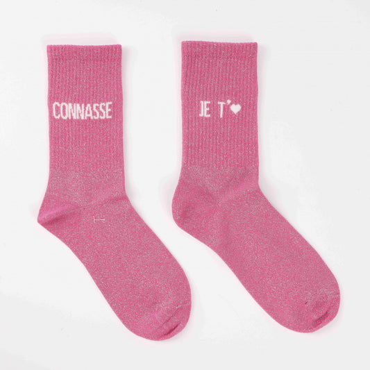 Chaussettes Dépareillées CONNASSE / JE T’AIME à Paillettes (36-42) JOY!