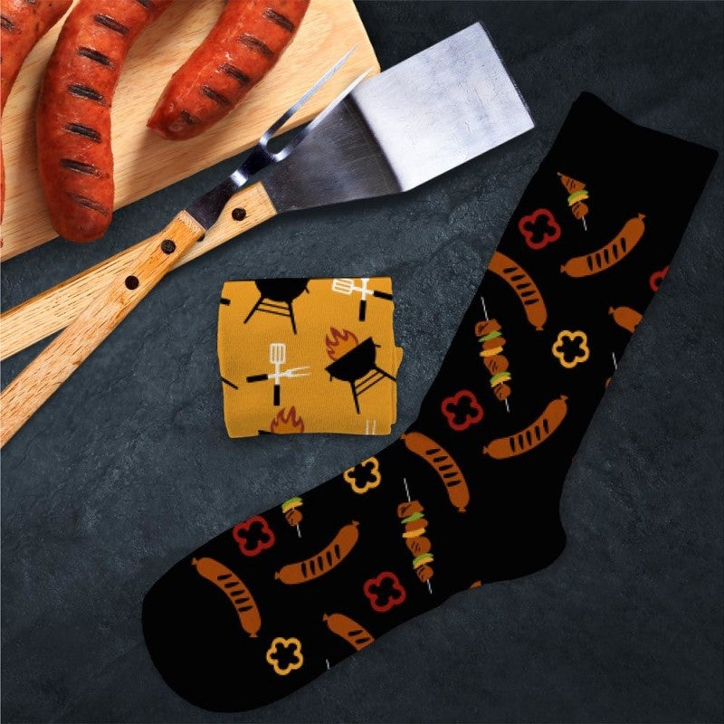 Chaussettes Humoristiques Barbecue / Saucisses – Plats & Boissons Mythiques JOY!