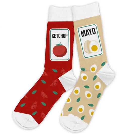 Chaussettes Humoristiques “Ketchup / Mayo” – Duo Gourmand Fun JOY!