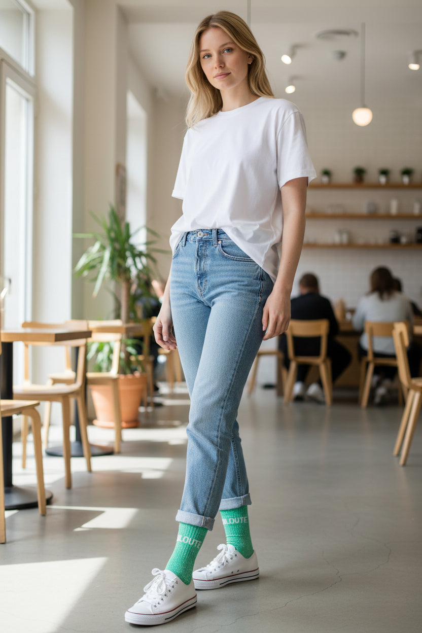 chaussettes paillettes louloute portées look mode femme