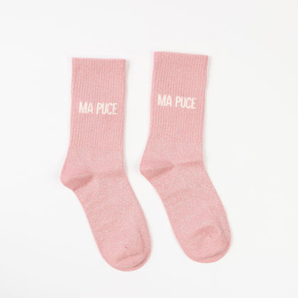 Chaussettes MA PUCE à Paillettes – Message Tendre & Complice (36-42) JOY!