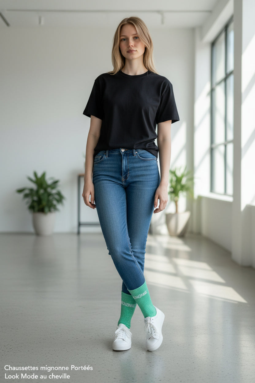 Chaussettes MIGNONNE à Paillettes – Message Tendre & Féminin (36-42) JOY!