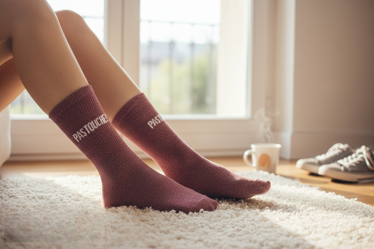 Chaussettes PAS TOUCHE ! à Paillettes – Message Fun & Affirmé (36-42) JOY!