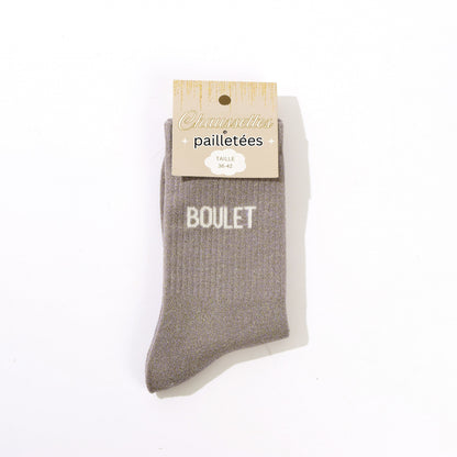 Coffret 3 paires de chaussettes à paillettes Têtue, Boudeuse, Boulet – Cadeau femme original JOY!