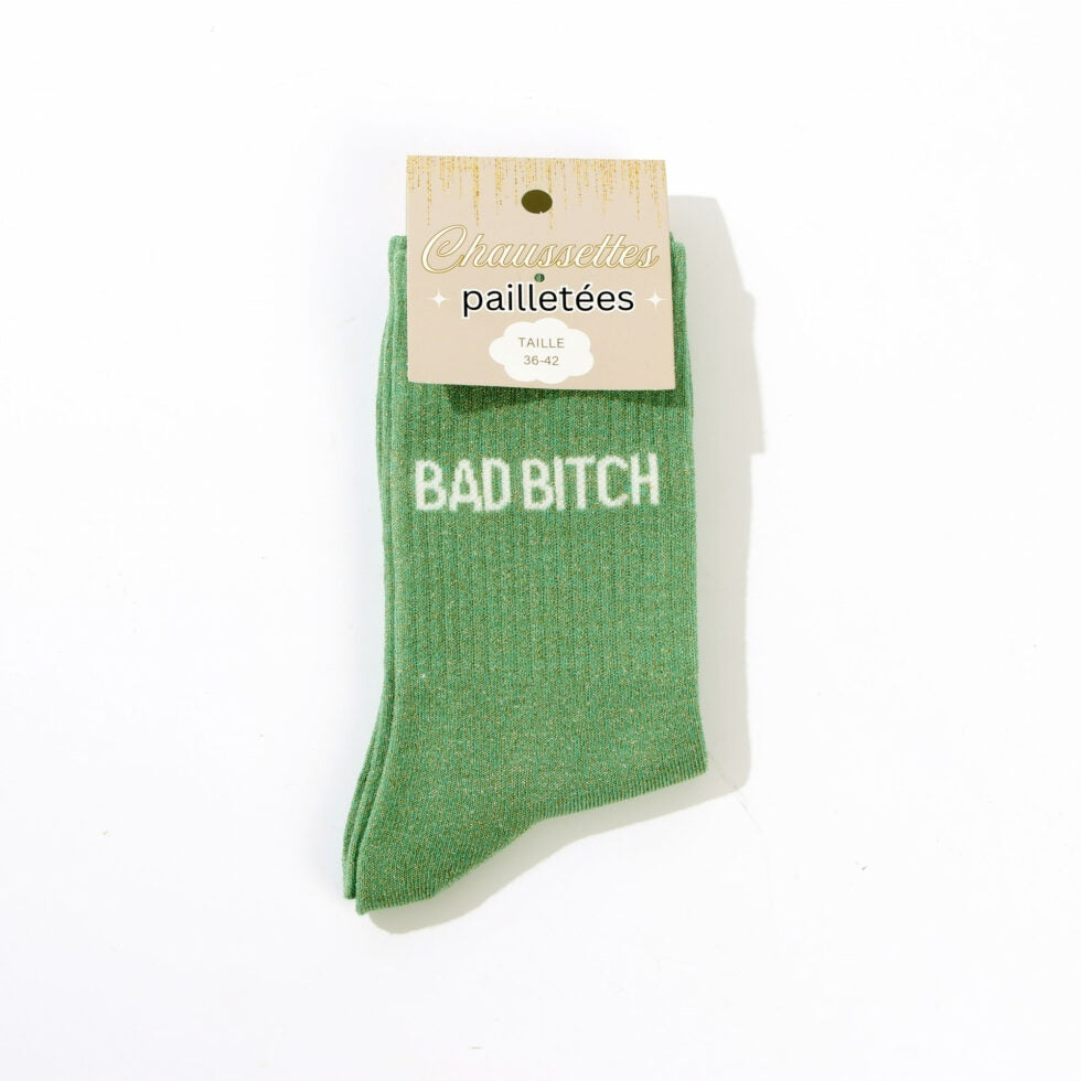 Coffret chaussettes paillettes Badass Rebelle Déjanté – 3 paires femme JOY!
