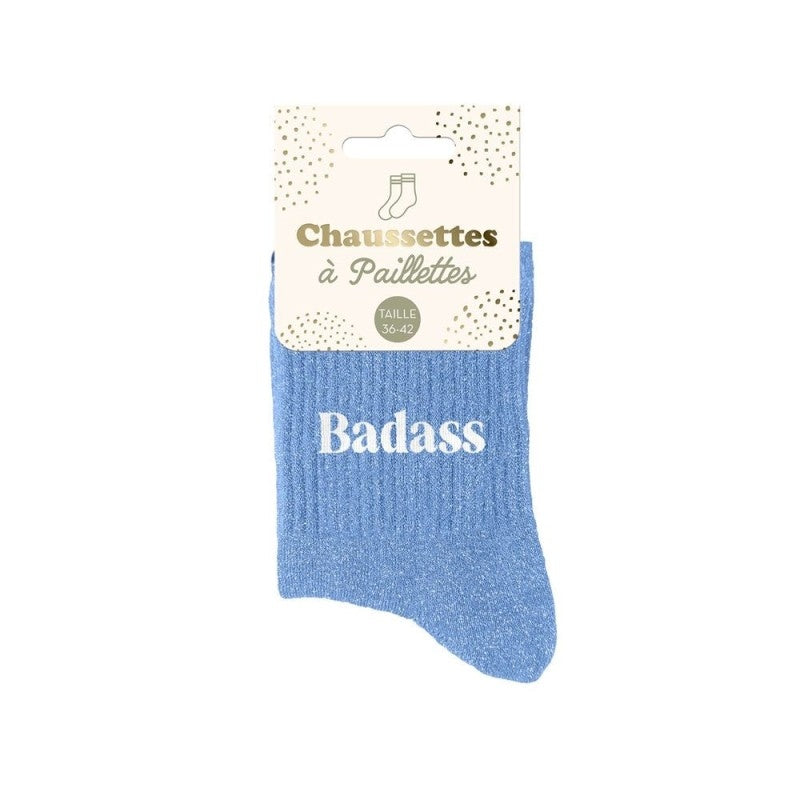 Coffret chaussettes paillettes Badass Rebelle Déjanté – 3 paires femme JOY!
