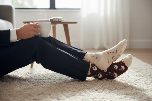 Chaussettes Humoristiques “Café / Clop” – Duo Pause Mythique (Taille Unique) JOY!