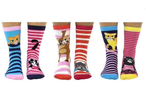 BON FÉLIN – Coffret Chaussettes Impaires Chat (6 chaussettes) | United Oddsocks United Oddsocks