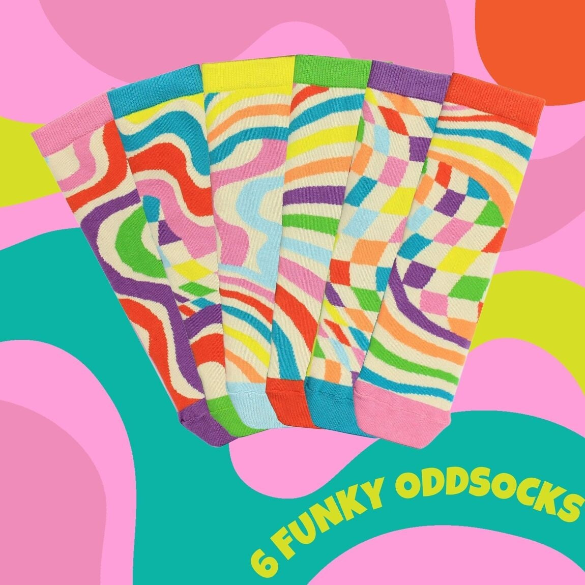 RESTEZ GROOVY – Coffret 6 Chaussettes Dépareillées | United Oddsocks | Taille 37-42 United Oddsocks