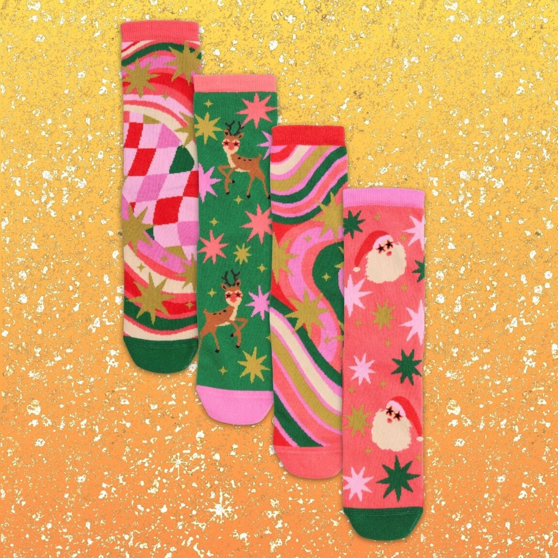 MERRY & BRIGHT – Coffret 4 Chaussettes Dépareillées | United Oddsocks | Taille 37-42 United Oddsocks