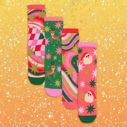 MERRY & BRIGHT – Coffret 4 Chaussettes Dépareillées | United Oddsocks | Taille 37-42 United Oddsocks