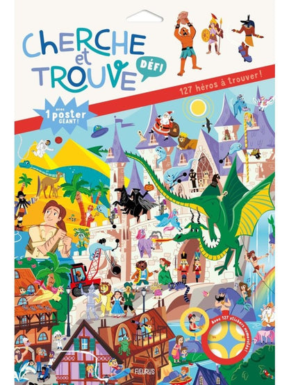 Cherche et trouve 127 héros cachés dans un poster géant pour enfant