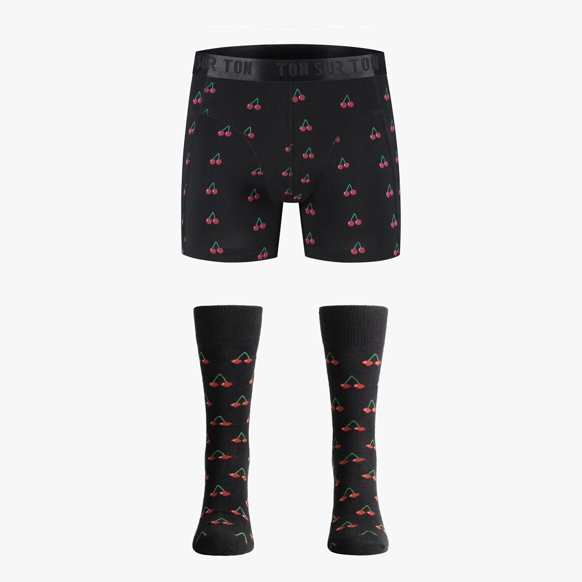 Cherry Picking – Coffret homme chaussettes & boxer assortis – Coton bio GOTS Ton sur Ton