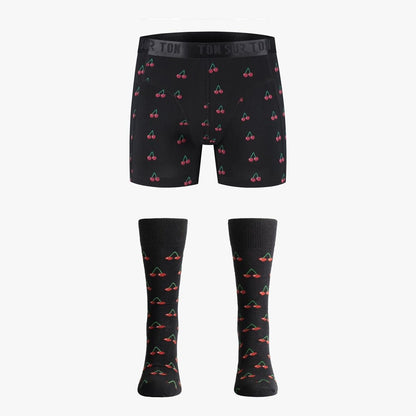 Cherry Picking – Coffret homme chaussettes & boxer assortis – Coton bio GOTS Ton sur Ton