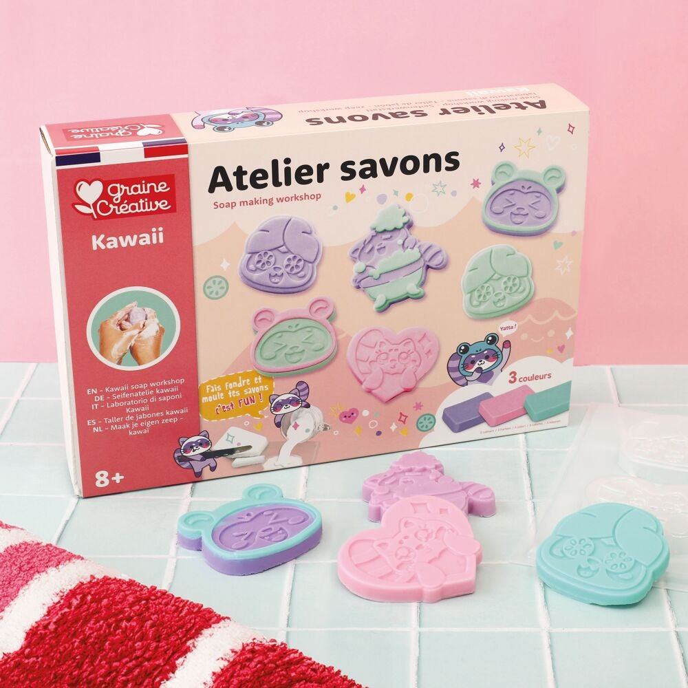 Coffret Atelier de Savons Kawaï – Kit DIY Savons Ratons Laveurs GRAINE CREATIVE