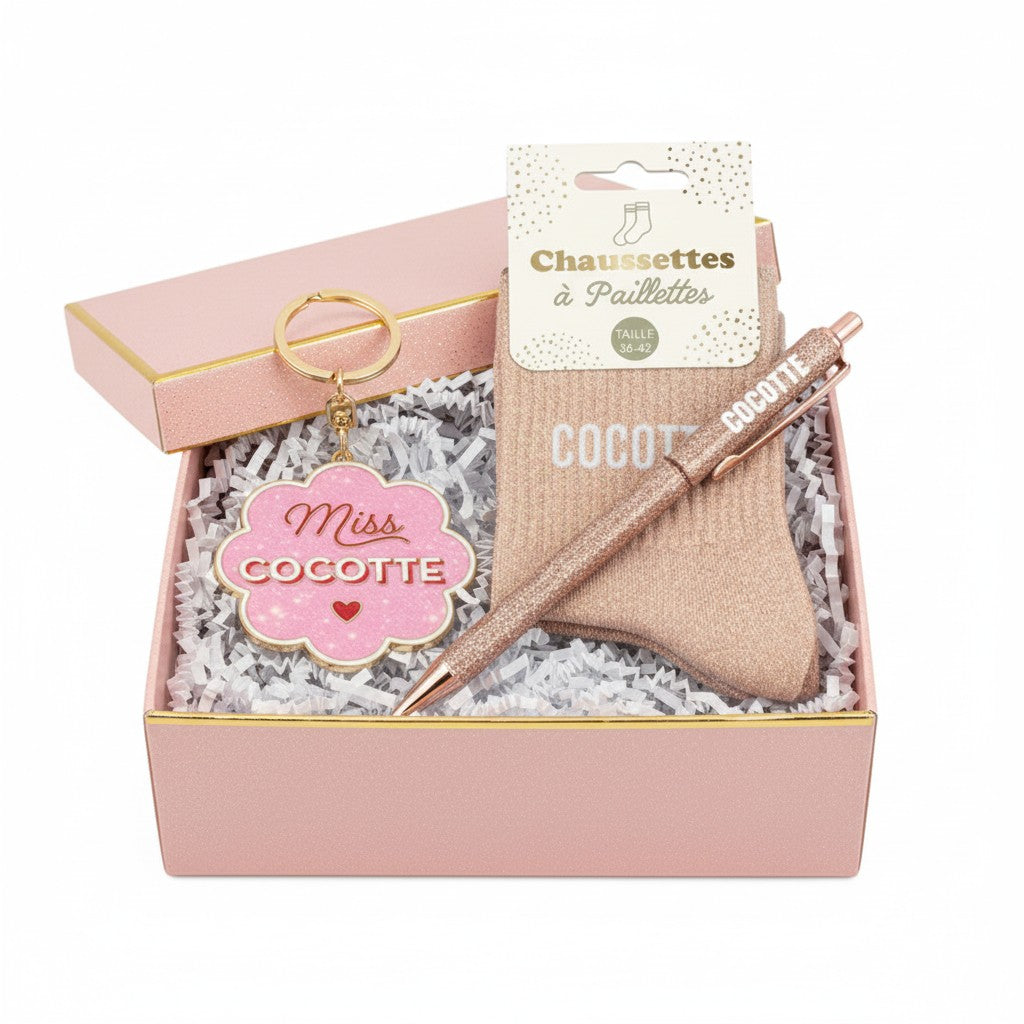 Porte-Clés Paillettes Miss Cocotte – Cadeau Femme Fun & Brillant JOY!