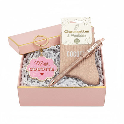 Porte-Clés Paillettes Miss Cocotte – Cadeau Femme Fun & Brillant JOY!