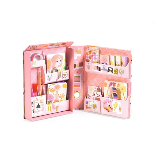 Boîte de Papeterie Tinou – Coffret Créatif Mode et Papeterie Enfant Djeco