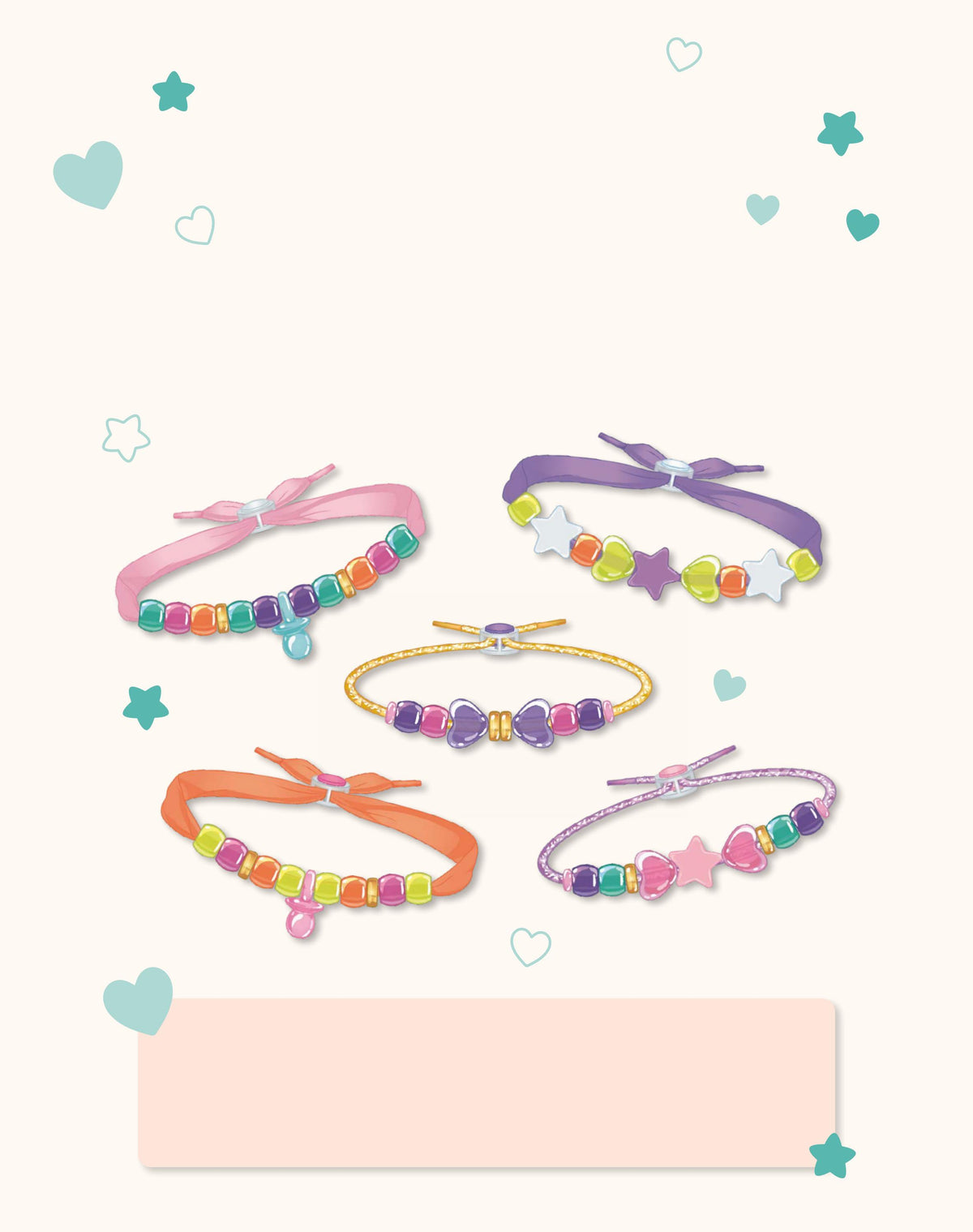 Contenu du coffret création bracelets avec rubans liens perles breloques et fermoirs