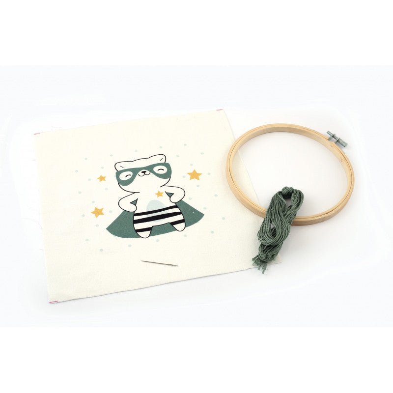 Kit Broderie Partielle Chat Masqué – Graine Créative GRAINE CREATIVE