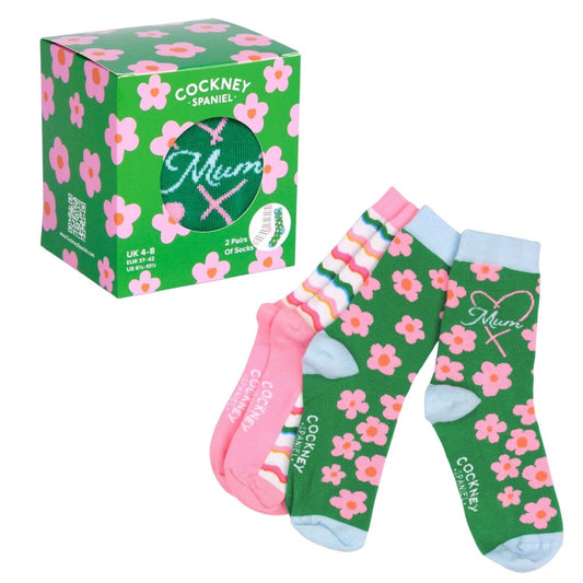 MAMAN – Coffret 2 Paires de Chaussettes Assorties | Best Mum Ever | Cockney Spaniel | Taille 37-42 United Oddsocks