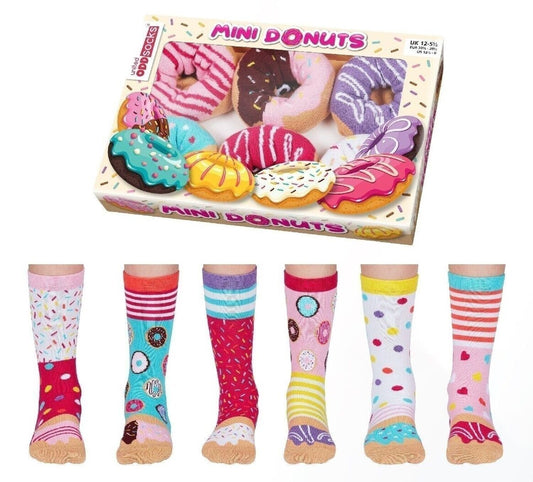 MINI DONUTS – Coffret 6 Chaussettes Impaires Enfant | United Oddsocks | Taille 30-35 JOY!