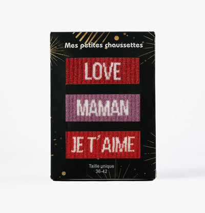 Coffret Maman – Chaussettes à paillettes Love Maman, Je t’aime | Box 3 paires JOY!
