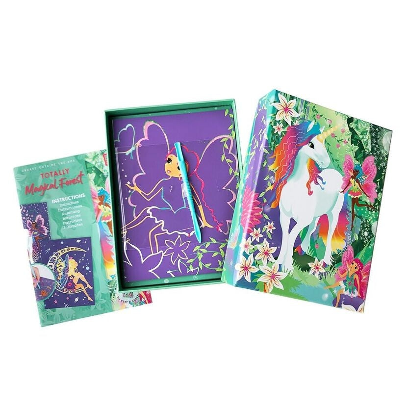 Coffret Scratch Art Forêt Magique BOX CANDIY® – Kit Créatif à Gratter Enfants dès 6 ans (Licornes & Fées) JOY!