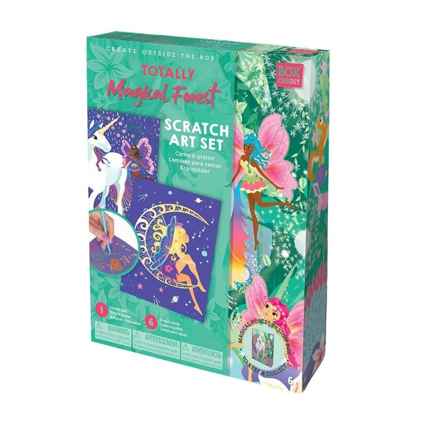 Coffret Scratch Art Forêt Magique BOX CANDIY® – Kit Créatif à Gratter Enfants dès 6 ans (Licornes & Fées) JOY!