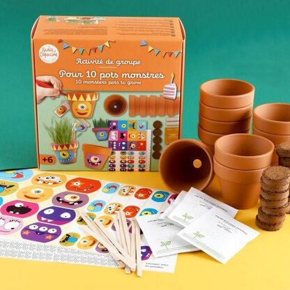 Coffret Anniversaire – 8 Petits Pots Monstres à Faire Pousser | Atelier Jardinage Enfant Radis et Capucine