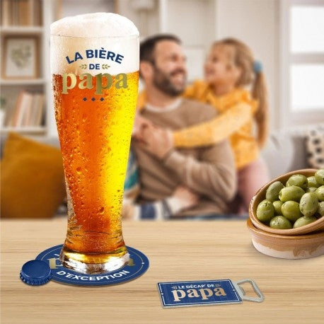 Coffret Cadeau Papa “La Bière de Papa” – Verre, Décapsuleur & Dessous de Verre JOY!