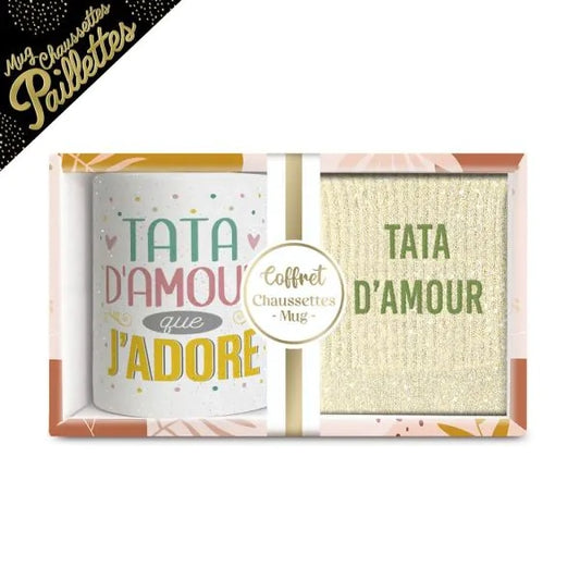 Coffret Cadeau Tata d’Amour – Mug & Chaussettes Pailletées JOY!