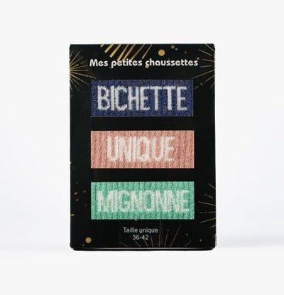 Coffret chaussettes paillettes Douce Bichette Unique Mignonne– 3 paires femme JOY!