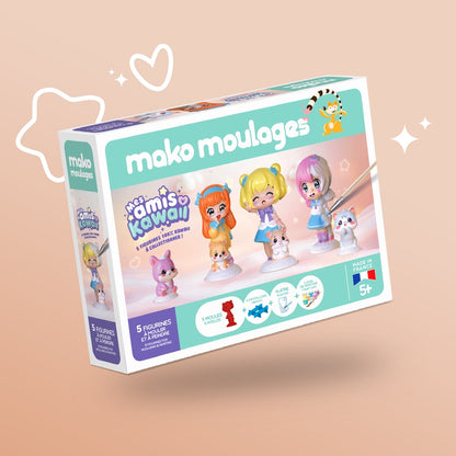 Coffret créatif Mako Moulages Mes Amis Kawaii avec moules, peintures pastel et accessoires pour enfants dès 5 ans