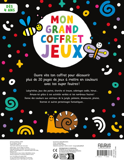 Coffret créatif enfant avec jeux de logique, coloriages et feutres de couleur