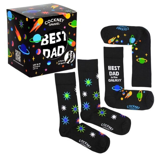 Coffret Chaussettes PAPA – 2 Paires Assorties | Cockney Spaniel | Taille 39-46 Cockney Spaniel