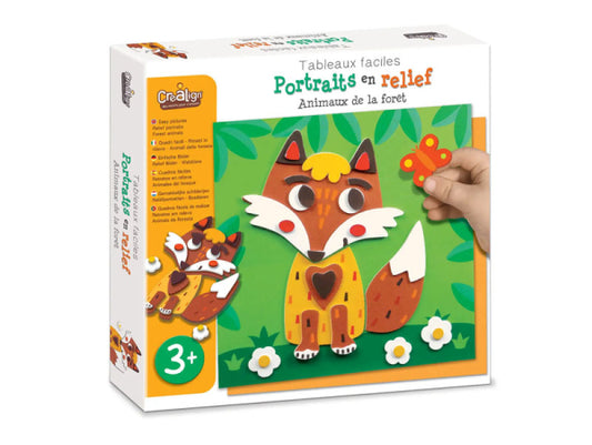 Coffret créatif portraits en relief animaux de la forêt – Activité enfant 3 ans+ – Créa Lign Créa lign