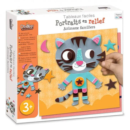 Portraits en relief – Animaux familiers (CREALIGN) | Coffret 5 tableaux Créa lign