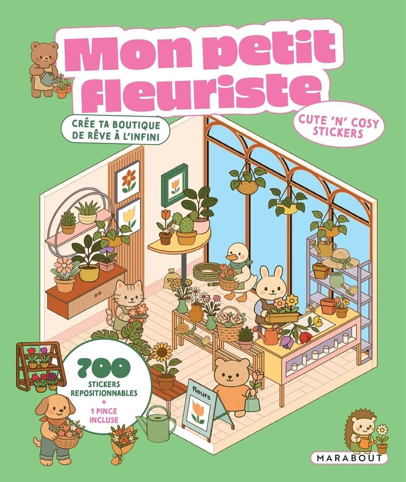 Cozy Stickers Mon Petit Fleuriste | 700 stickers créatifs & 6 scènes florales Editions Marabout