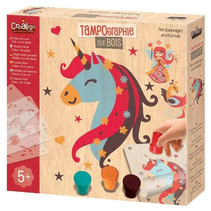 Tampographie sur bois – Personnages Enchantés (CREALIGN) | Coffret créatif dès 5 ans Créa lign