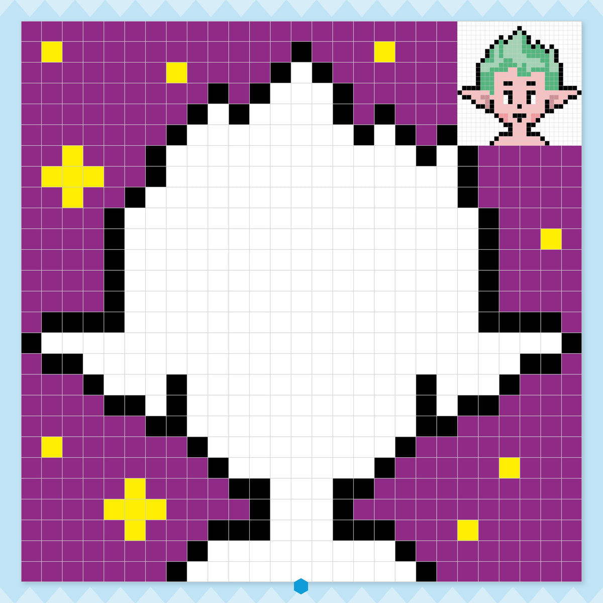 Coloriage mystère en pixels avec créature fantastique à révéler progressivement