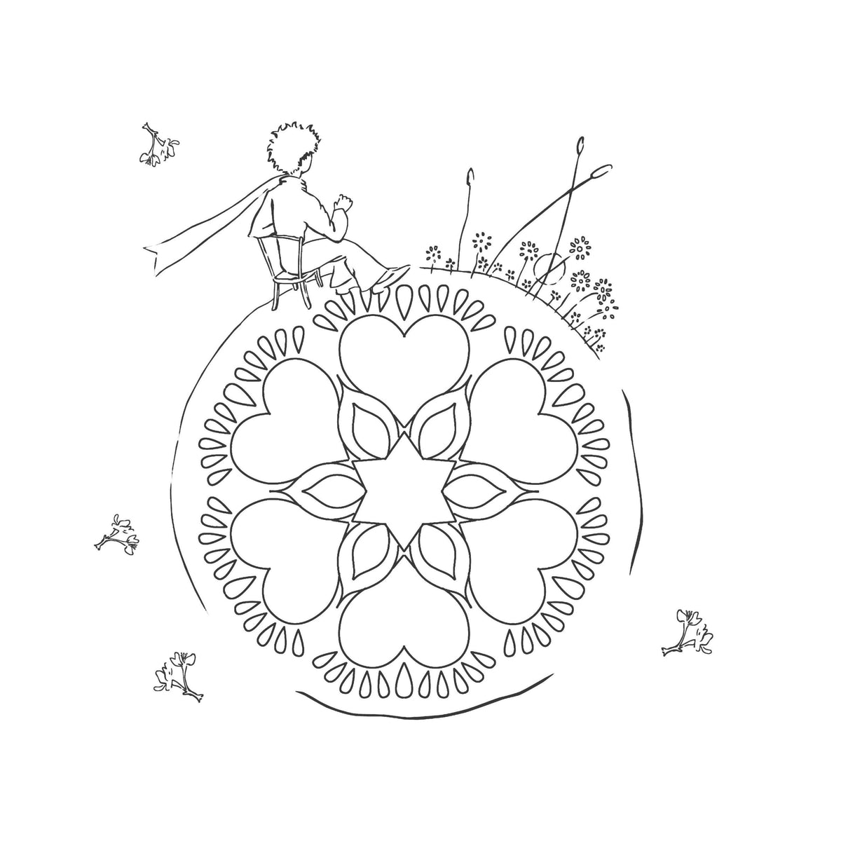 Mandalas du Petit Prince imprimés sur papier épais pour coloriage