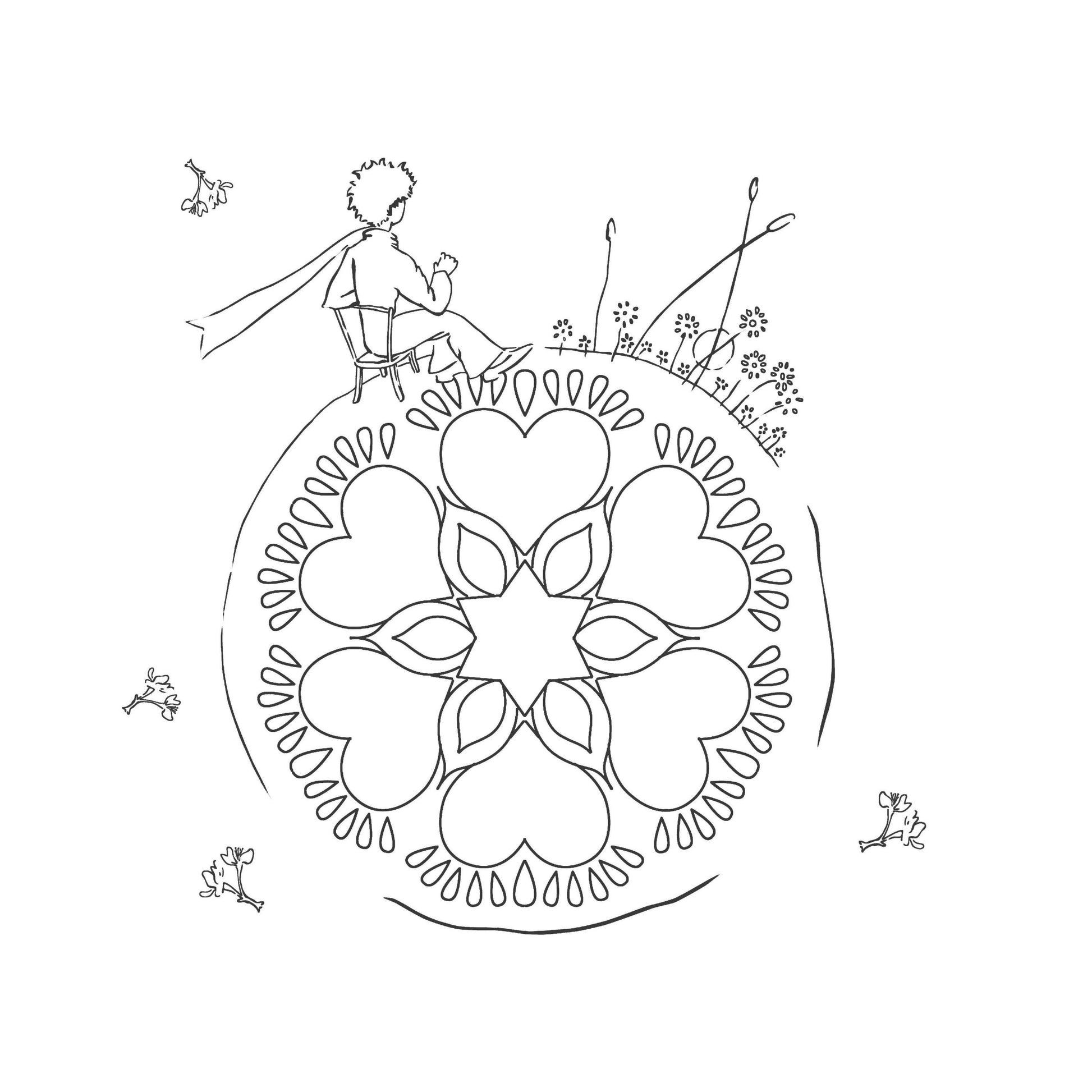 Mandalas du Petit Prince imprimés sur papier épais pour coloriage