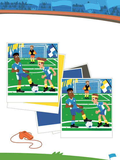 Coloriages sur le thème du football dans le livre d'activités 100% Foot
