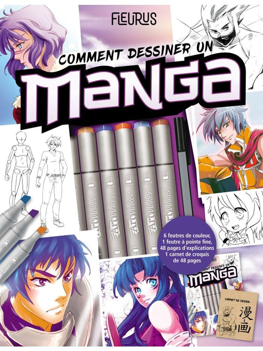 Comment Dessiner un Manga – Coffret Complet avec Livre, Feutres & Bloc de Dessin Edition Fleurus