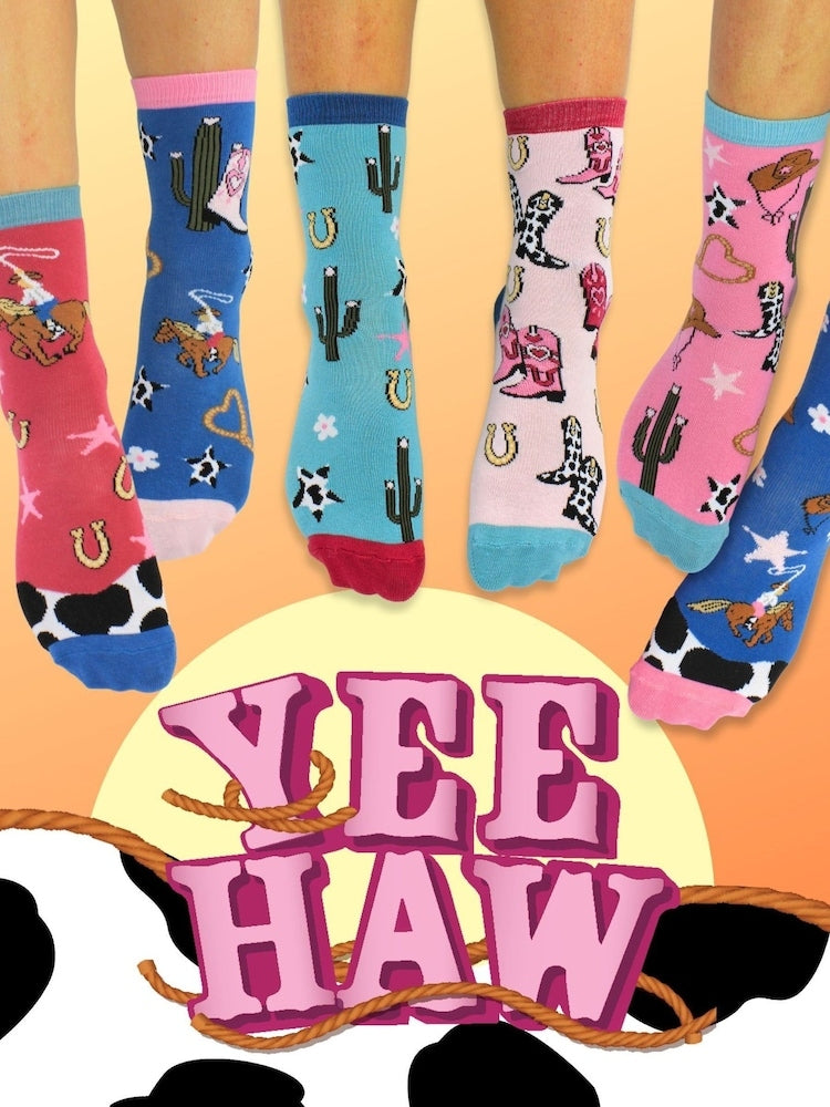 YEE HAW – Coffret 6 Paires de Chaussettes Dépareillées | Enfant | Taille 34-38 United Oddsocks