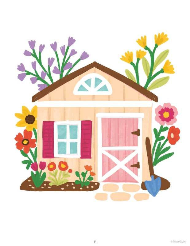 Illustration jardin coloré à personnaliser avec couleurs