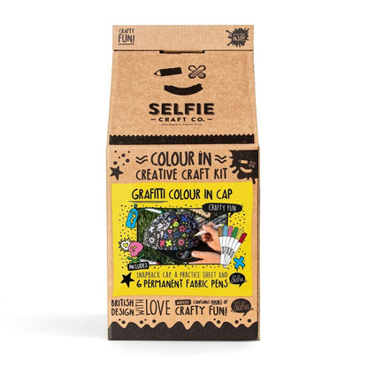 Casquette Snapback Graffiti à colorier – Kit créatif enfant avec 6 feutres textile Selfie Craft Co